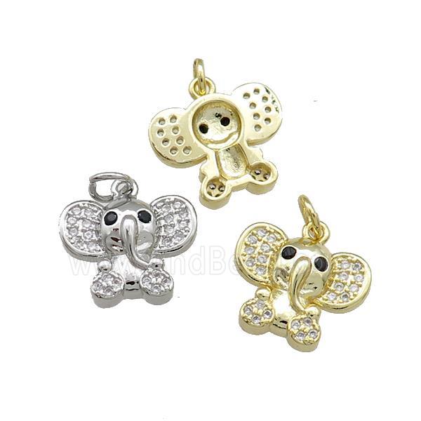 Copper Elephant Charms Pendant Pave Zircon Mixed