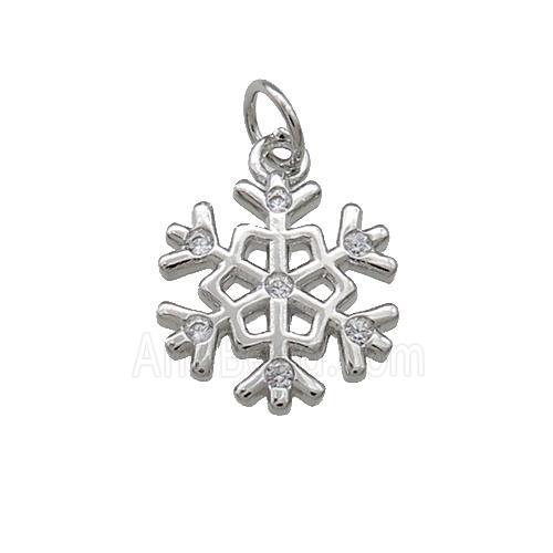 Christmas Snowflake Charms Copper Pendant Pave Zircon Platinum Plated