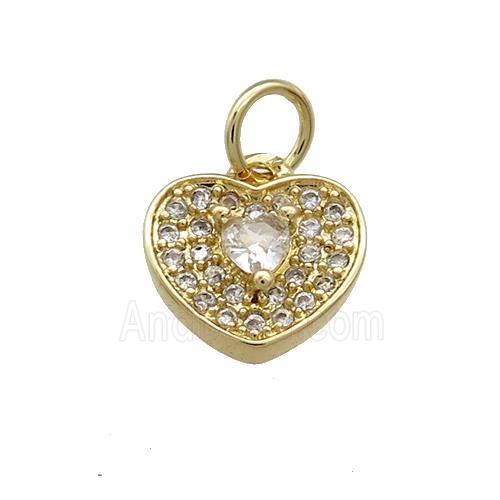 Copper Heart Pendant Pave Zircon Gold Plated