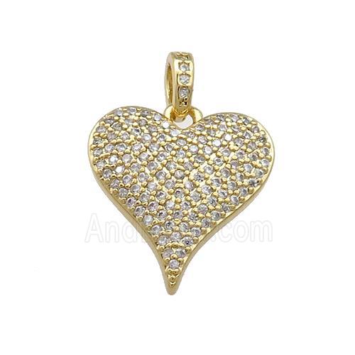 Copper Heart Pendant Pave Zircon Gold Plated