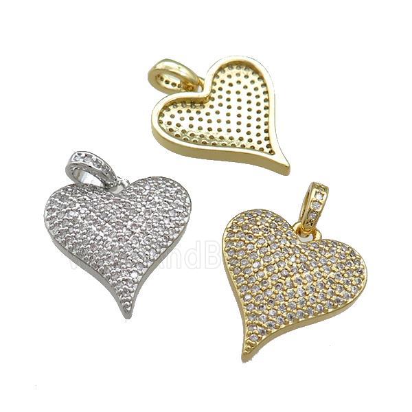 Copper Heart Pendant Pave Zircon Mixed