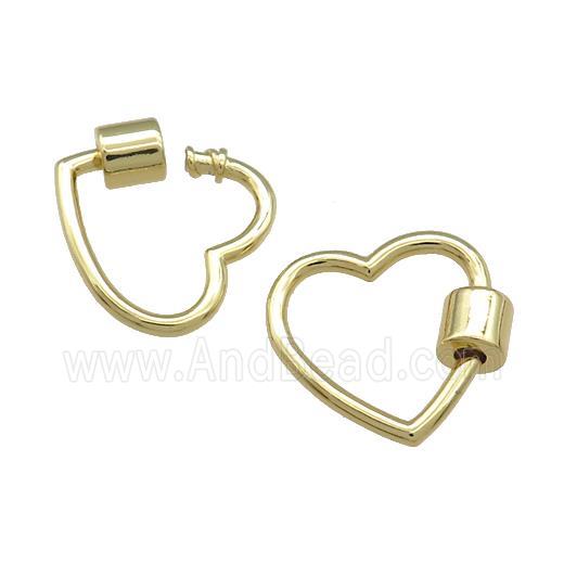 Copper Carabiner Clasp Heart Gold Plated