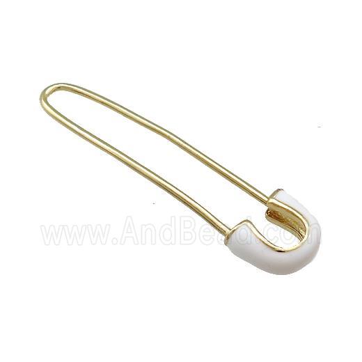 Copper Safety Pins White Enamel Gold Plated