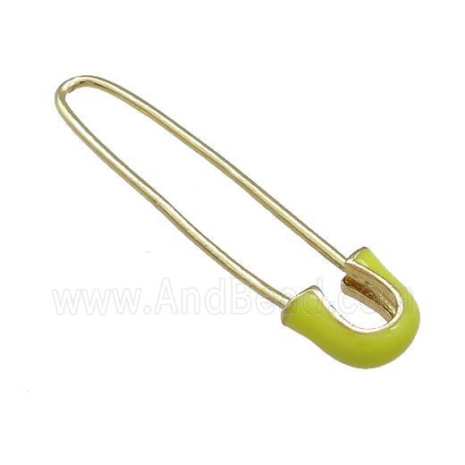 Copper Safety Pins Yellow Enamel Gold Plated