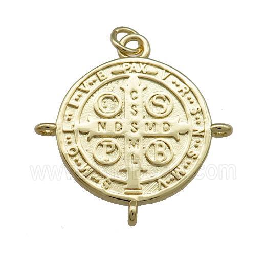 Copper Jesus Pendant Religious Medal Charms Green Painted Circle Gold Plated