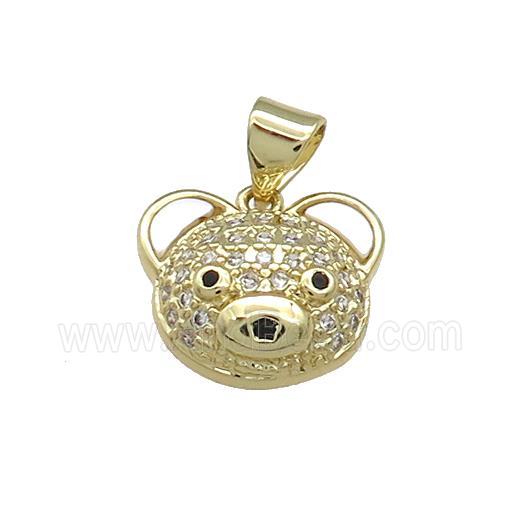 Copper Bear Charms Pendant Pave Shell Zircon 18K Gold Plated