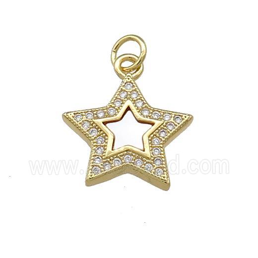 Copper Star Pendant Pave Shell Zircon 18K Gold Plated