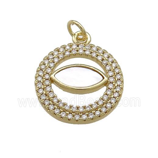 Copper Eye Charms Pendant Pave Shell Zircon Circle 18K Gold Plated