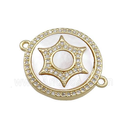 Copper Sun Charms Pendant Pave Shell Zircon Circle 18K Gold Plated