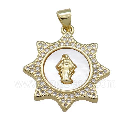 Jesus Charms Copper Pendant Pave Shell Zircon 18K Gold Plated