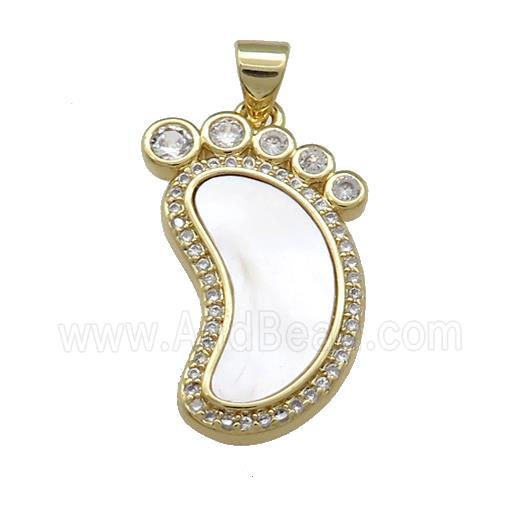 Copper Barefoot Pendant Pave Shell Zircon 18K Gold Plated
