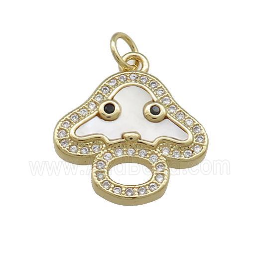 Copper Mushroom Pendant Pave Shell Zircon 18K Gold Plated