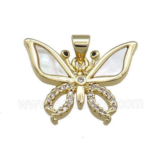 Copper Butterfly Pendant Pave Shell Zircon 18K Gold Plated