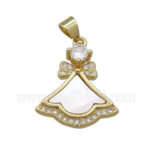 Copper Skirt Pendant Pave Shell Zircon 18K Gold Plated
