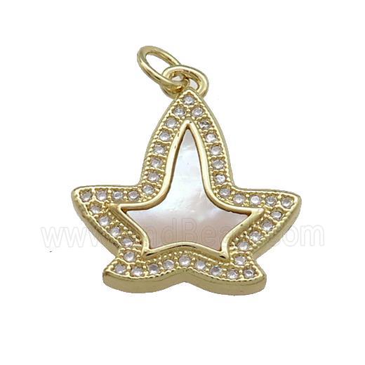 Copper Lotus Pendant Pave Shell Zircon 18K Gold Plated