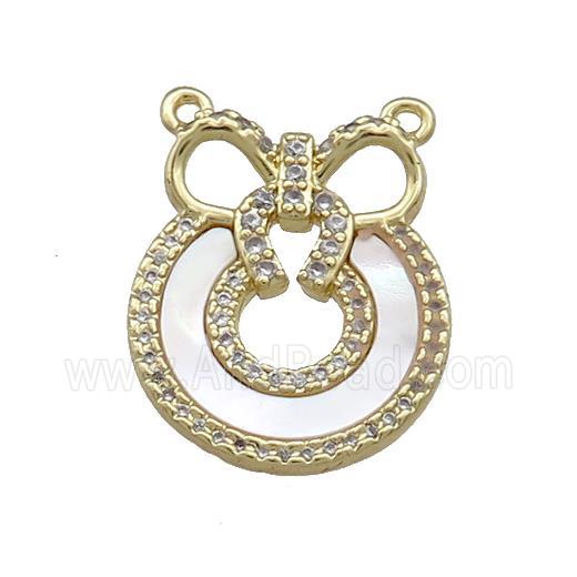 Copper Bear Pendant Pave Shell Zircon 2loops 18K Gold Plated