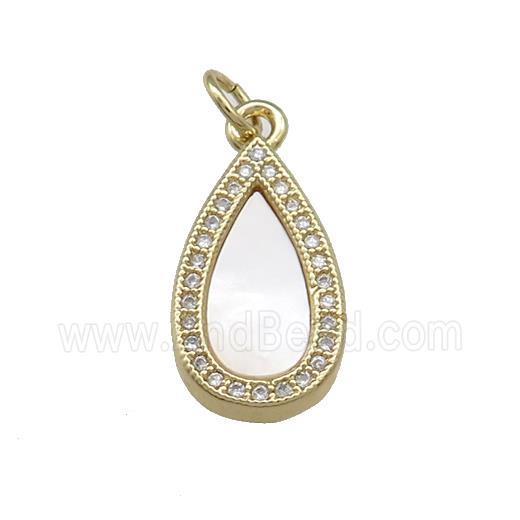 Copper Teardrop Pendant Pave Shell Zircon 18K Gold Plated
