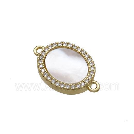 Copper Oval Connector Pave Shell Zircon 18K Gold Plated