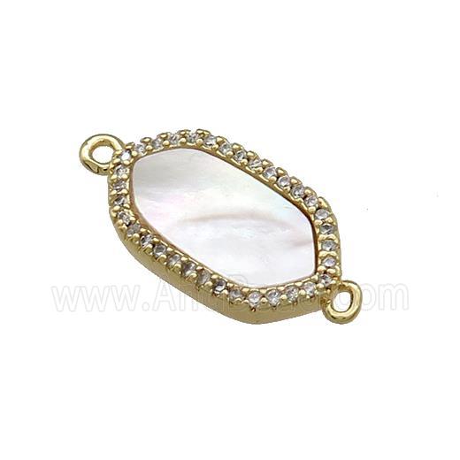 Copper Oval Connector Pave Shell Zircon 18K Gold Plated