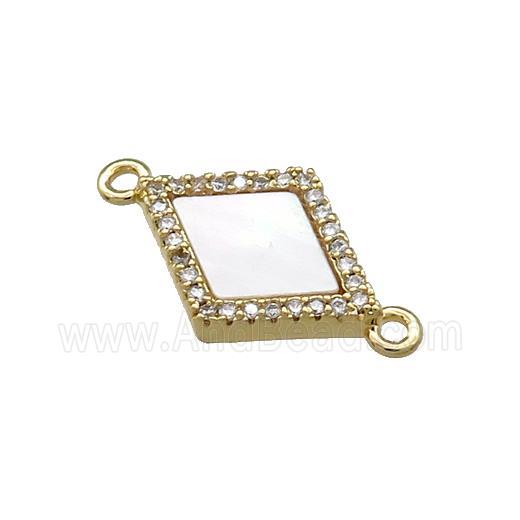 Copper Rhombic Connector Pave Shell Zircon 18K Gold Plated