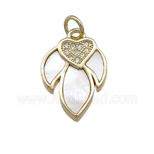 Copper Flower Pendant Pave Shell Zircon 18K Gold Plated