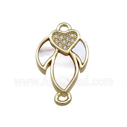 Copper Flower Connector Pave Shell Zircon 18K Gold Plated
