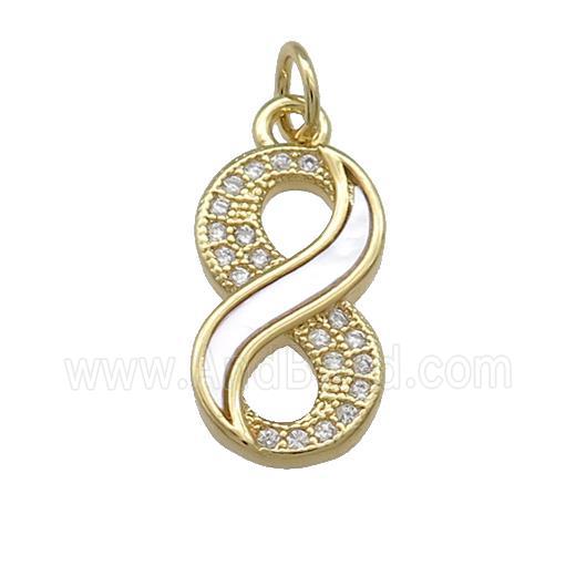 Copper Infinity Pendant Pave Shell Zircon 18K Gold Plated