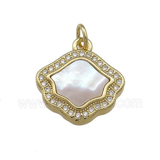 Copper Flower Pendant Pave Shell Zircon 18K Gold Plated