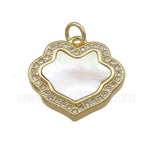 Copper Flower Pendant Pave Shell Zircon 18K Gold Plated