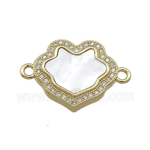 Copper Flower Connector Pave Shell Zircon 18K Gold Plated
