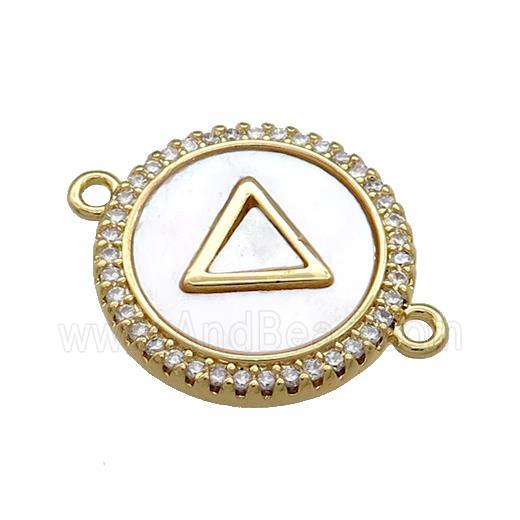 Copper Triangle Pendant Pave Shell Zircon Circle 18K Gold Plated