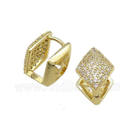 Copper Latchback Earrings Pave Zircon Rhombic Gold Plated