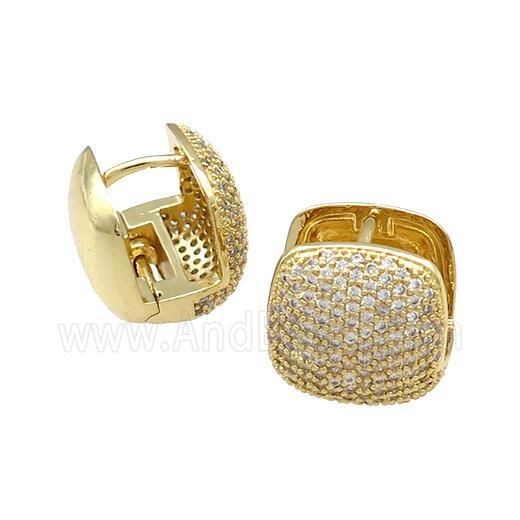 Copper Latchback Earrings Pave Zircon Square Gold Plated