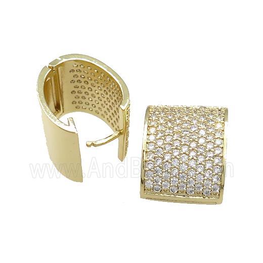 Copper Latchback Earrings Pave Zircon Rectangle Gold Plated