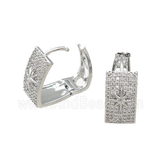 Copper Latchback Earrings Pave Zircon Platinum Plated