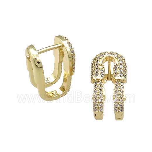 Copper Latchback Earrings Pave Zircon Gold Plated