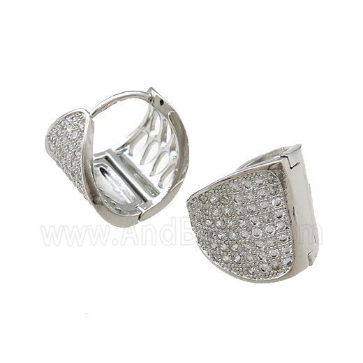 Copper Latchback Earrings Pave Zircon Platinum Plated