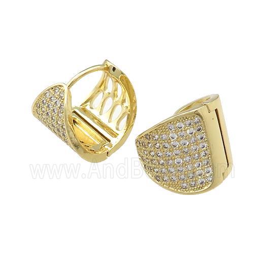 Copper Latchback Earrings Pave Zircon Gold Plated