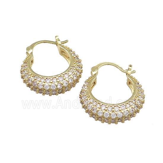 Copper Latchback Earrings Pave Zircon Platinum Plated