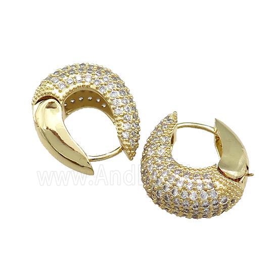 Copper Latchback Earrings Pave Zircon Gold Plated