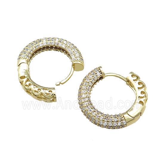 Copper Latchback Earrings Pave Zircon Gold Plated