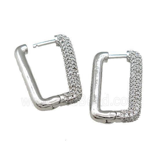 Copper Latchback Earrings Pave Zircon Platinum Plated