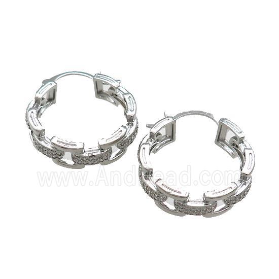 Copper Latchback Earrings Pave Zircon Platinum Plated
