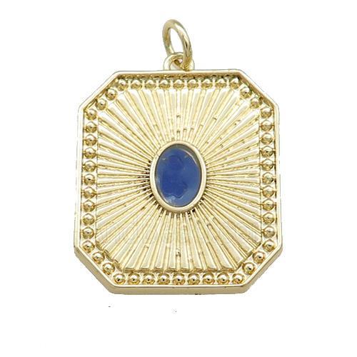 Copper Rectangle Pendant Pave Gemstone Gold Plated