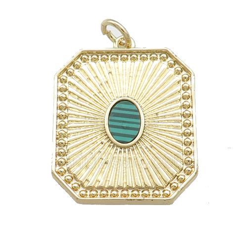 Copper Rectangle Pendant Pave Gemstone Gold Plated