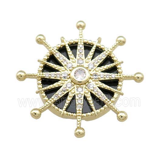 Copper Sun Pendant Pave Agate Zircon Gold Plated