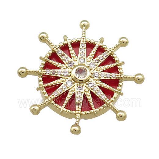 Copper Sun Pendant Pave Agate Zircon Gold Plated