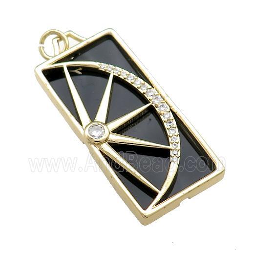 Copper Rectangle Pendant Pave Agate Zircon Star Moon Gold Plated