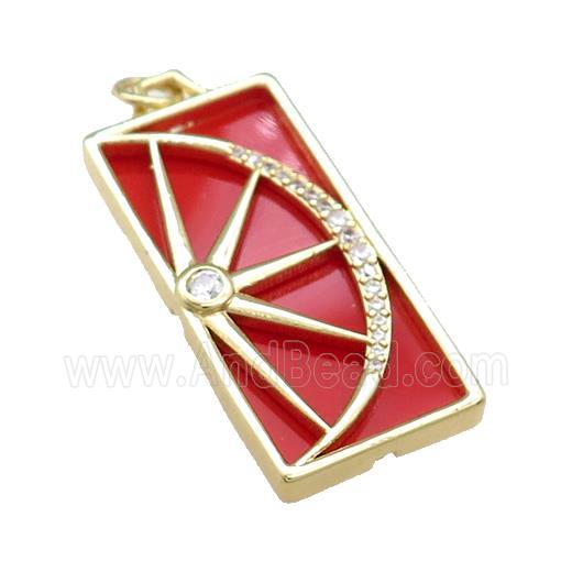 Copper Rectangle Pendant Pave Agate Zircon Star Moon Gold Plated
