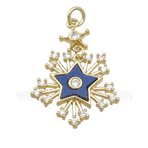 Copper Star Pendant Pave Lapis Zircon Gold Plated